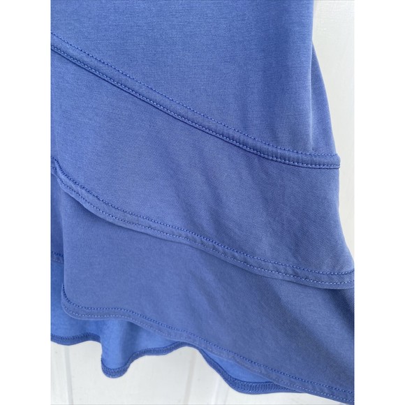 Green Tea Asymmetrical Blue Top Ruffle Tiered Small Oversized Stretch - Picture 8 of 10